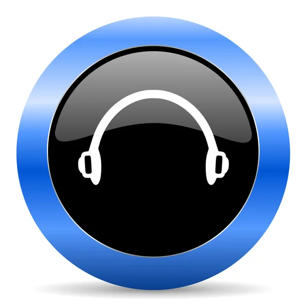 Headphones blue glossy icon — Stock Photo, Image