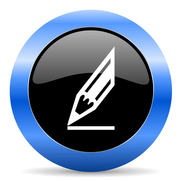 Błyszczący ikona ołówka niebieski — Zdjęcie stockowe