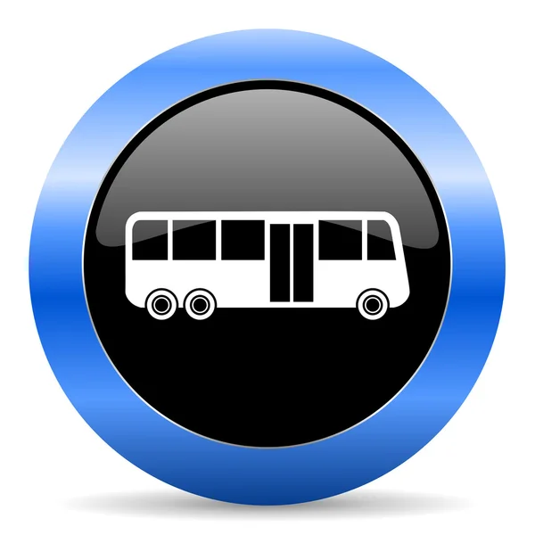 Bus blauw glanzende pictogram — Stockfoto