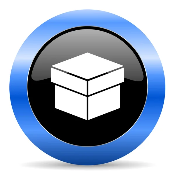 Pudełko niebieski błyszczący ikona — Zdjęcie stockowe