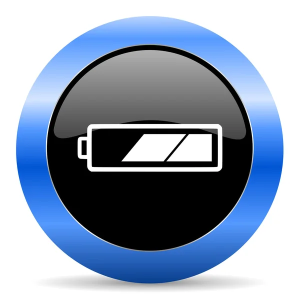Batterij blauwe glanzende pictogram — Stockfoto