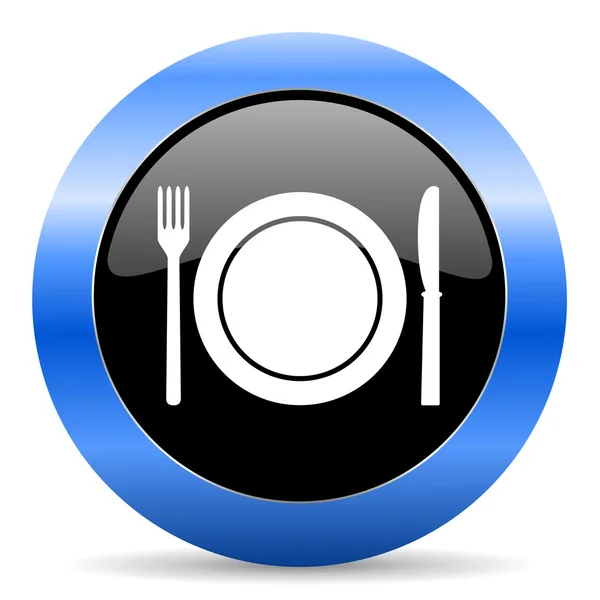 Restoran mavi parlak simgesi — Stok fotoğraf