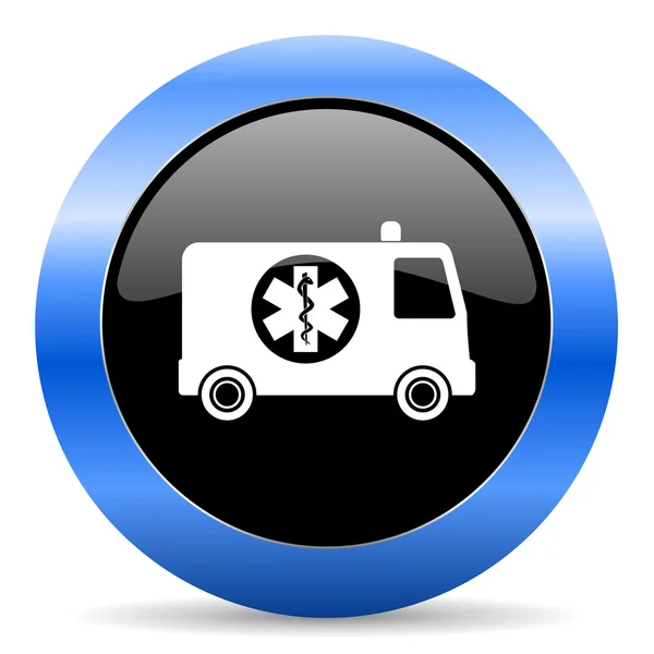 Ambulance blauwe glanzende pictogram — Stockfoto