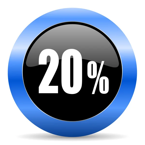 20 percent blue glossy icon — Stock Photo, Image