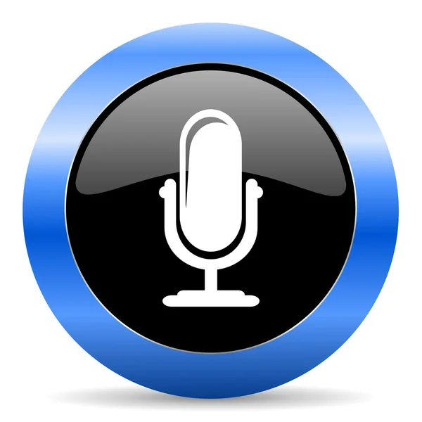 Blå glansig mikrofonsymbol — Stockfoto