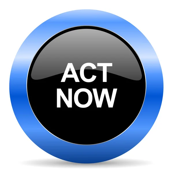 Act now blue glossy icon — Stock Photo, Image