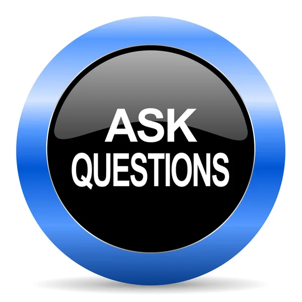 Ask questions blue glossy icon — Stock Photo, Image