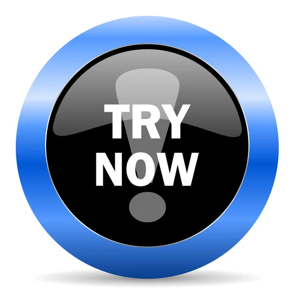 Try now blue glossy icon — Stock Photo, Image