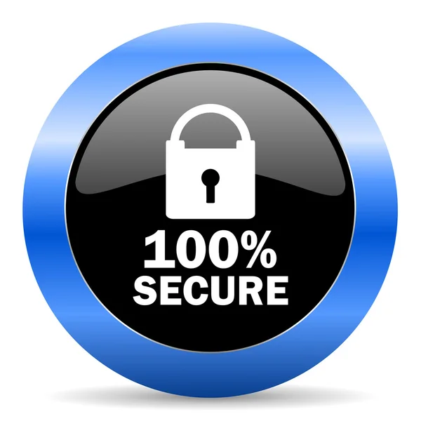 Secure blue glossy icon — Stock Photo, Image