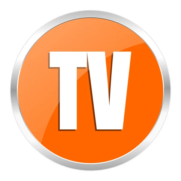 Tv orange Hochglanz-Symbol — Stockfoto