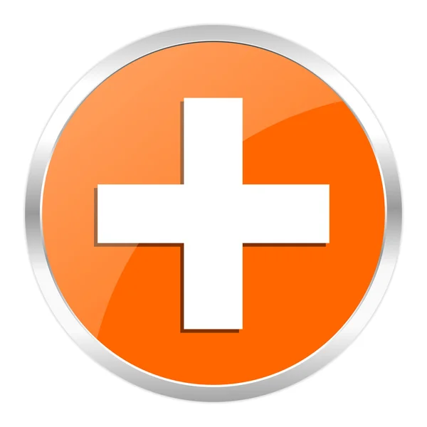 Plus orange Hochglanz-Symbol — Stockfoto