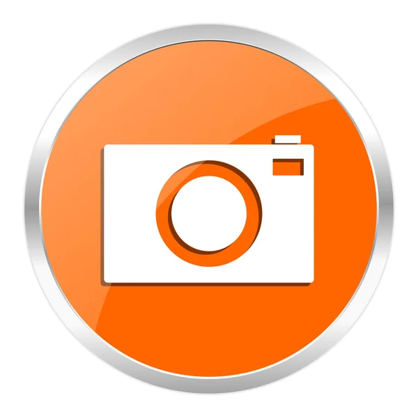 Orange glansig kameraikonen — Stockfoto