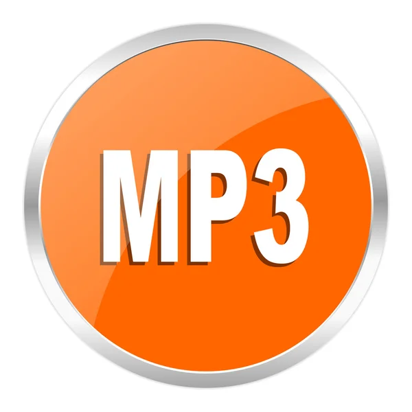 MP3 orange glansig ikonen — Stockfoto