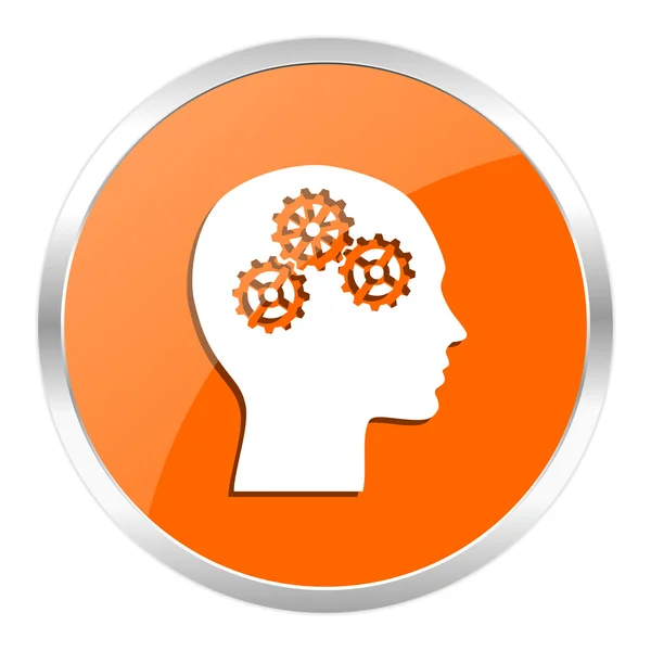 Head orange glossy icon — Stock Photo, Image