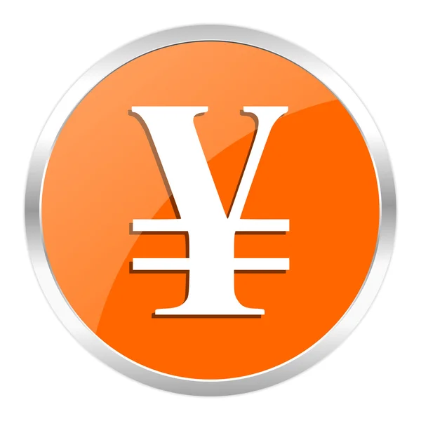 Yen oranje glanzende pictogram — Stockfoto