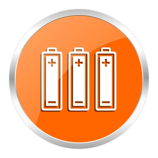 Battery orange glossy icon — Stock Photo, Image