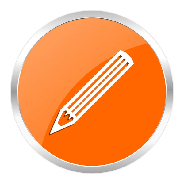 Błyszczący ikona ołówka pomarańczowy — Zdjęcie stockowe