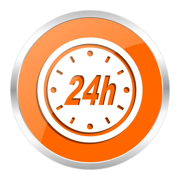 24h orange glansig ikonen — Stockfoto