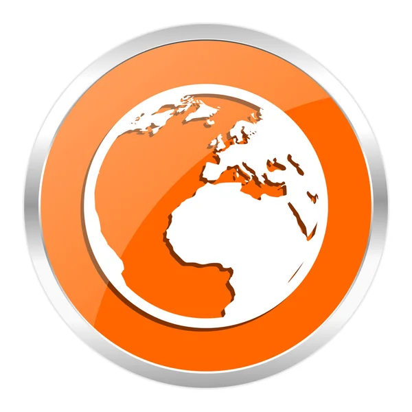 Earth orange glossy icon — Stock Photo, Image
