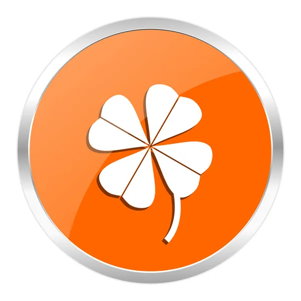 Four-leaf clover orange glossy icon — Stock Photo, Image