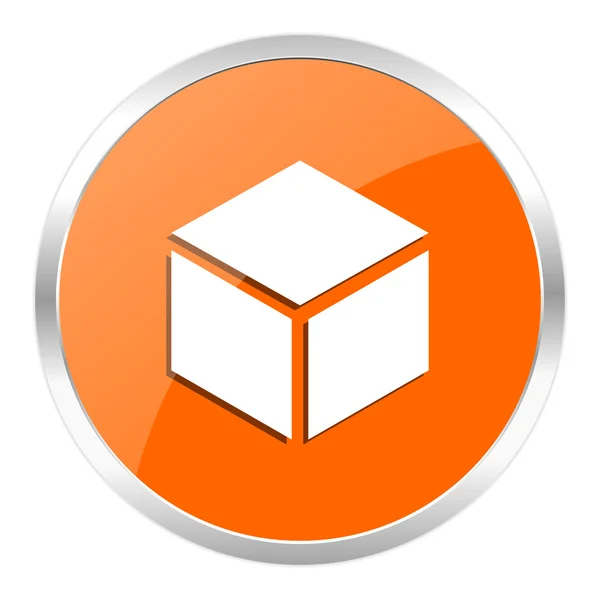 Box orange glansig ikonen — Stockfoto