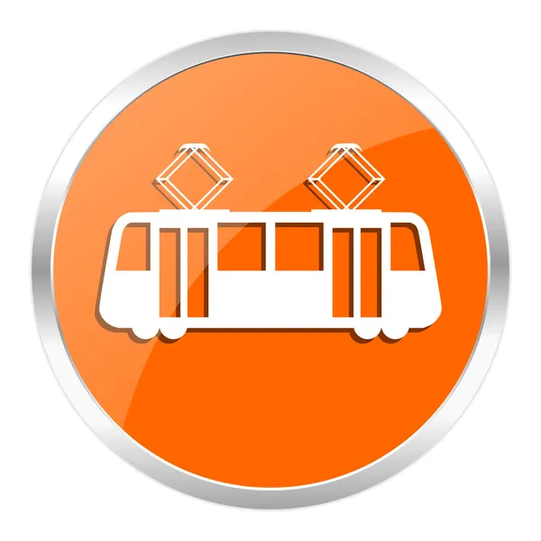 Spårvagn orange glansig ikonen — Stockfoto