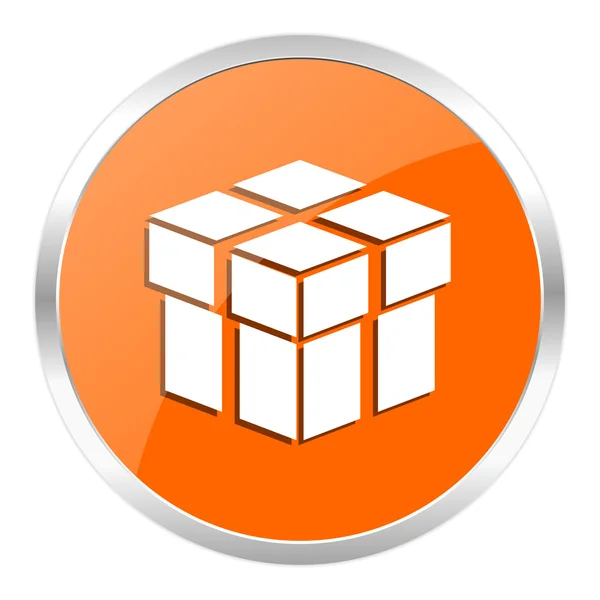 Box orange glossy icon — Stock Photo, Image