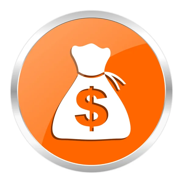 Pénz narancsszínű fényes ikon — Stock Fotó