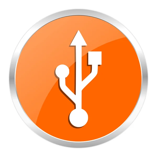 Usb orange glossy icon — Zdjęcie stockowe