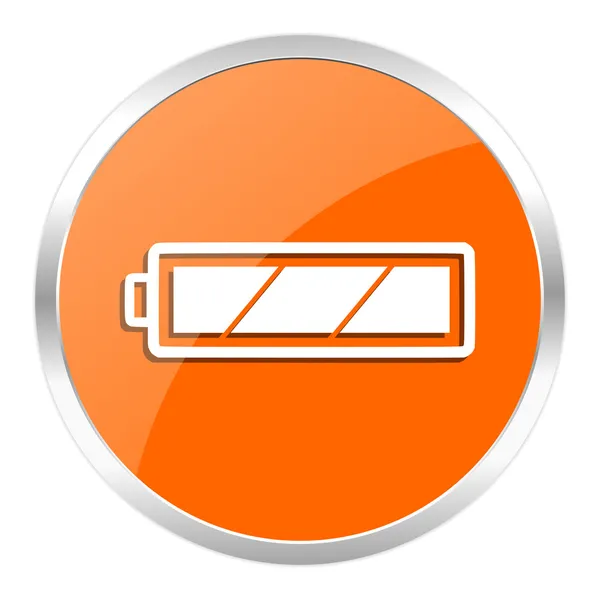 Batterie orange Hochglanz-Symbol — Stockfoto