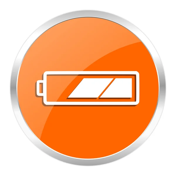 电池橙色光泽图标 — 图库照片