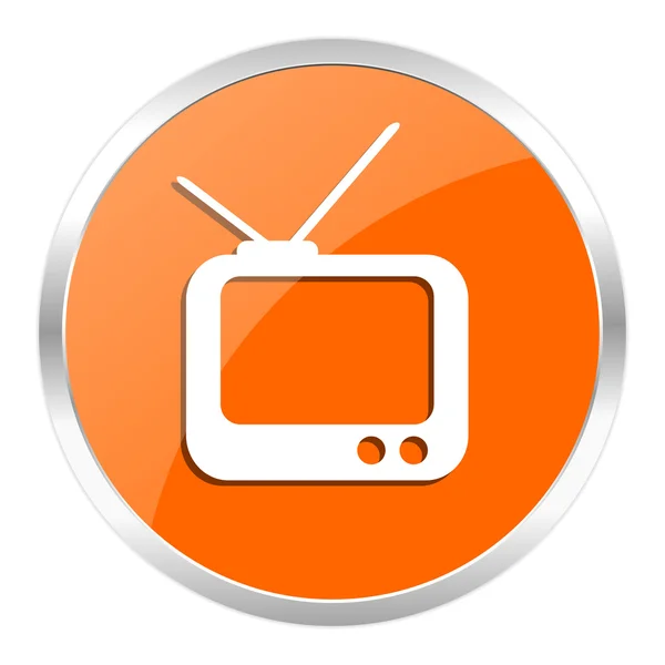 Tv arancione icona lucida — Foto Stock