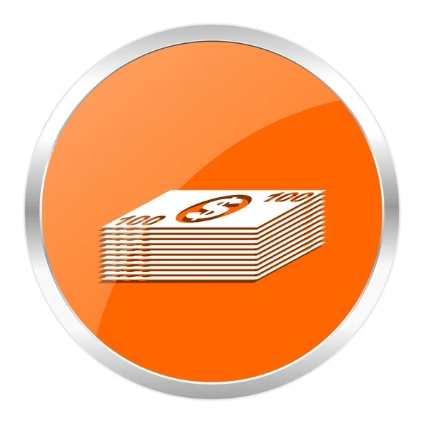 Pénz narancsszínű fényes ikon — Stock Fotó