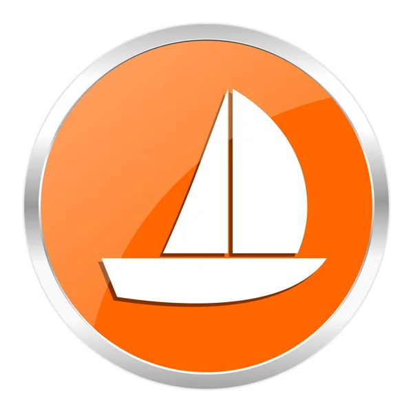 ヨットのオレンジ色の光沢のあるアイコン — ストック写真
