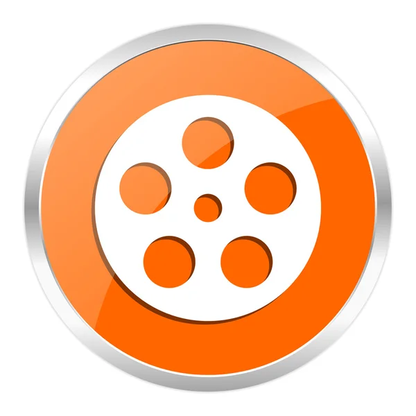 Glanzende film oranje pictogram — Stockfoto