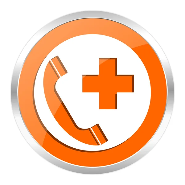 Emergency call orange glossy icon — Stock Photo, Image