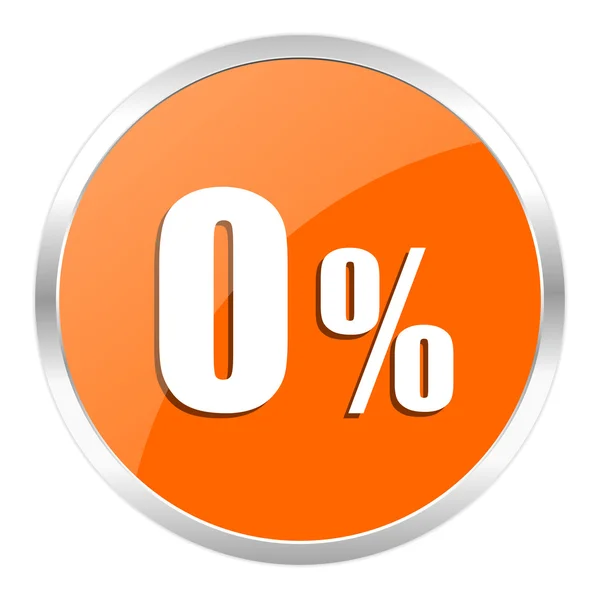 0 per cento arancione icona lucida — Foto Stock
