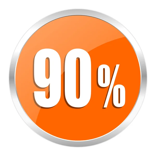 90 Prozent orangefarbenes Hochglanz-Symbol — Stockfoto