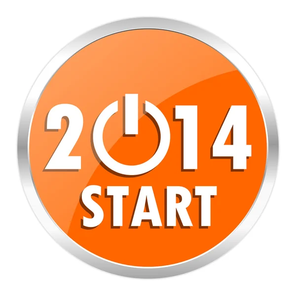 Year 2014 orange glossy icon — Stock Photo, Image