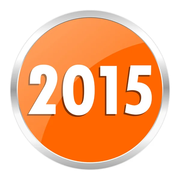 Neues Jahr 2015 orange Hochglanz-Symbol — Stockfoto