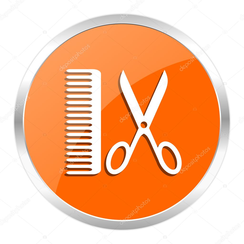 Barber orange glossy icon — Stock Photo © alexwhite 46149129