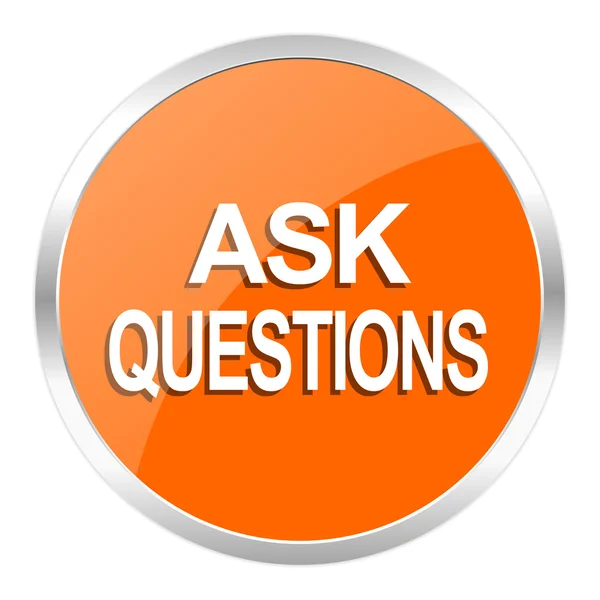 Ask questions orange glossy icon — Stock Photo, Image