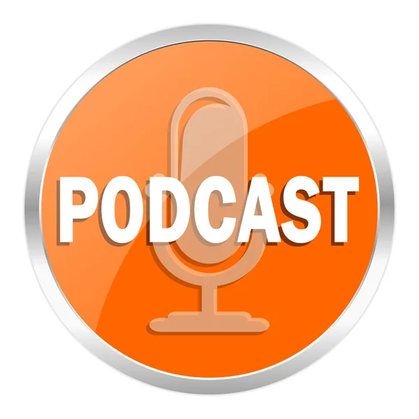 Podcast orange glossy icon — Stock Photo, Image