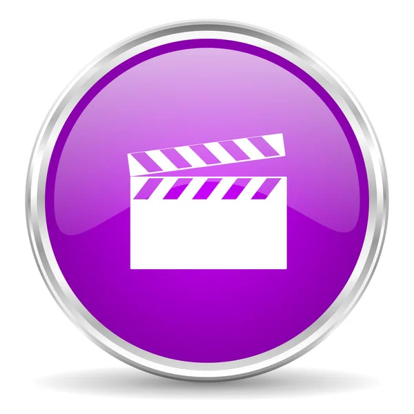 비디오 핑크 광택 아이콘 — 스톡 사진