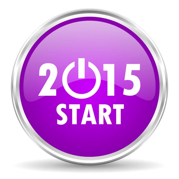 Nieuwjaar 2015 roze glanzende pictogram — Stockfoto