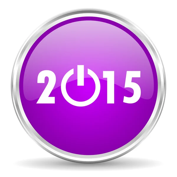 Nový rok 2015 růžový lesklý ikona — Stock fotografie