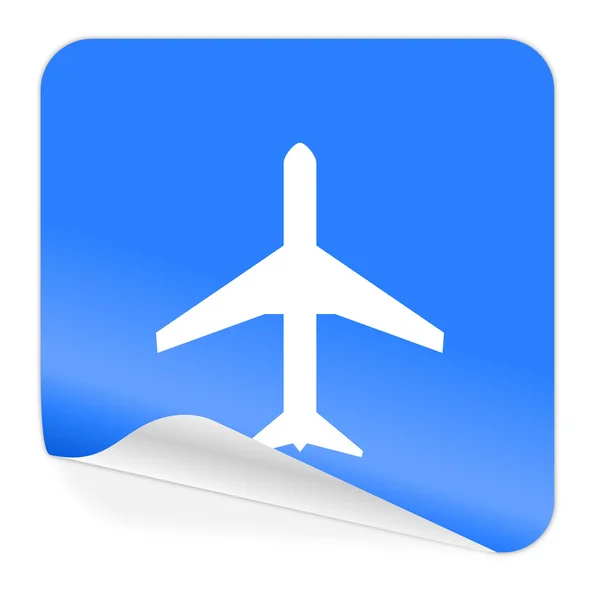 Samolot naklejki niebieski ikona — Zdjęcie stockowe