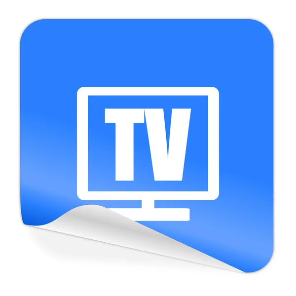 Tv 파란 스티커 아이콘 — 스톡 사진