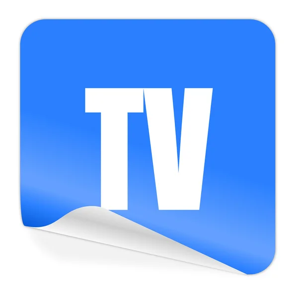 Ícone de etiqueta azul tv — Fotografia de Stock