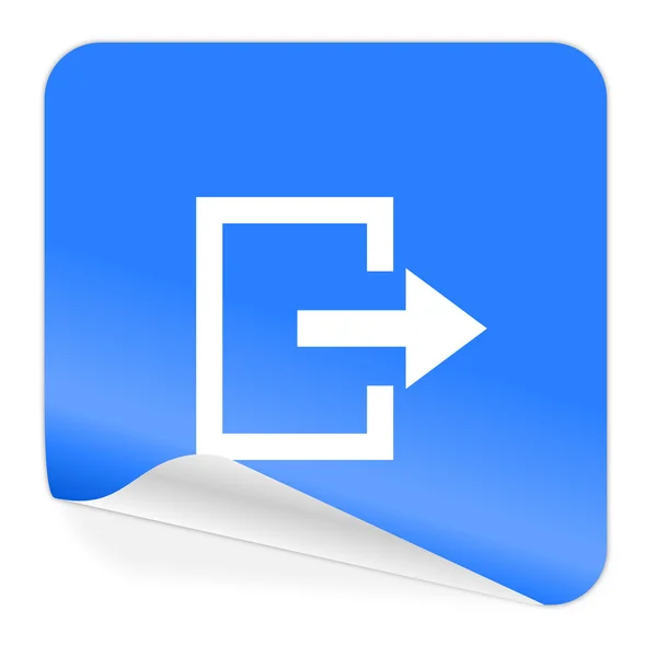 Ícone de etiqueta azul de saída — Fotografia de Stock